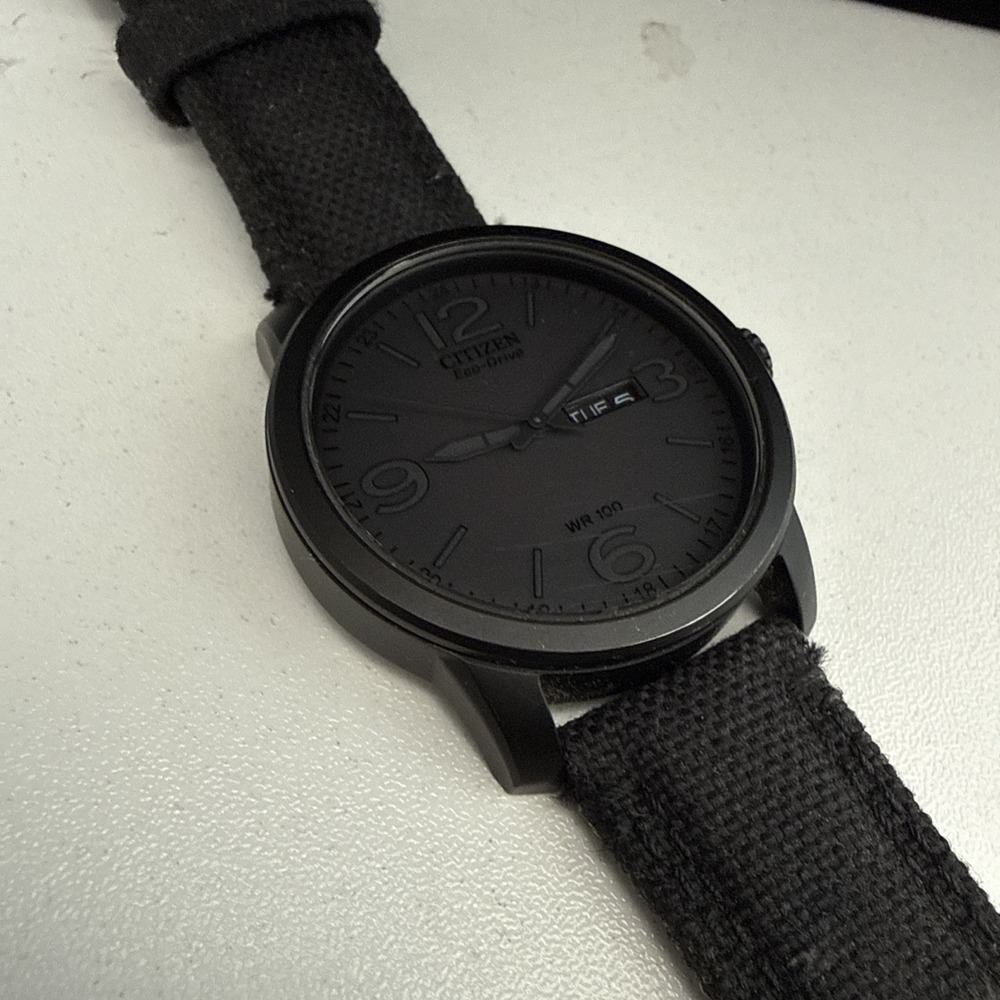 Citizen Chandler Eco-Drive Watch Men Black Out Day Date 42MM E101-S064783 *READ - Picture 5 of 8